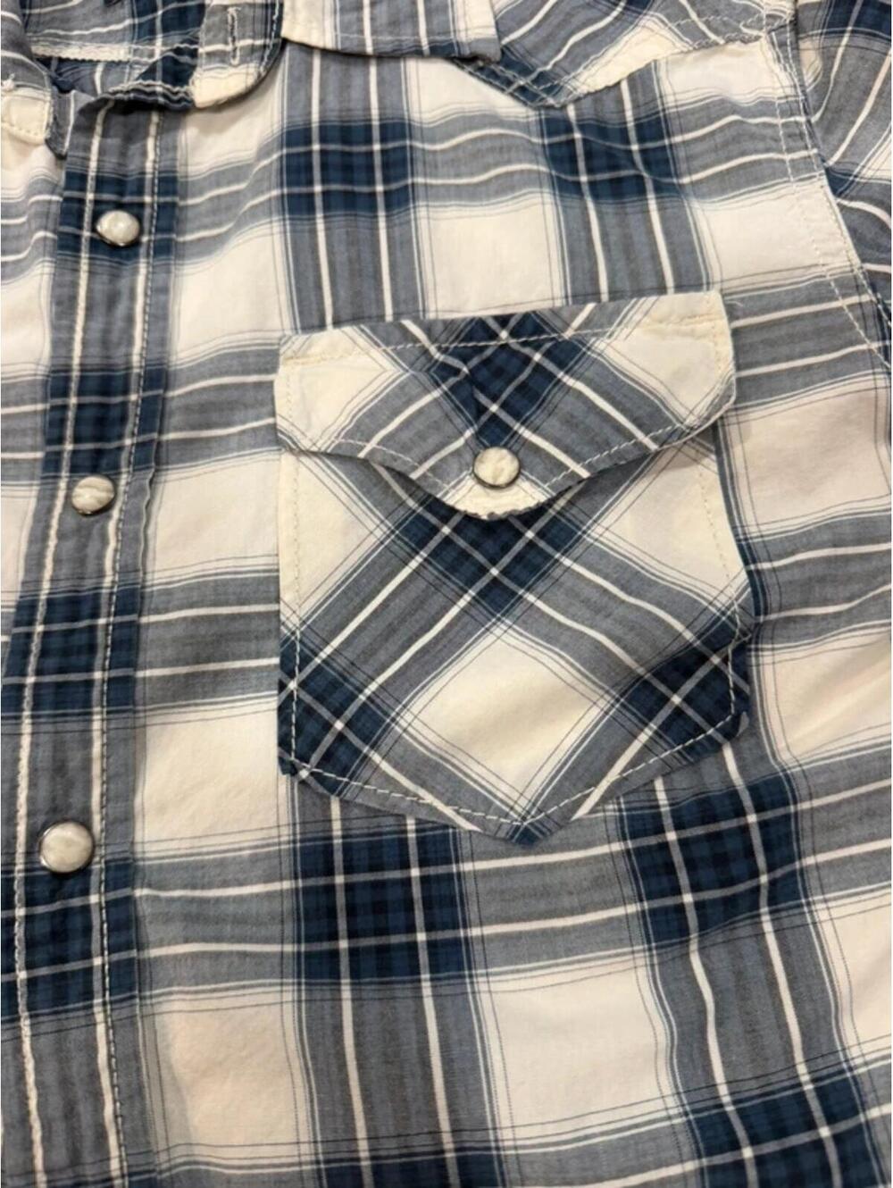 American Eagle Vintage Fit Plaid Pearl Snap Western Shirt Medium - Picture 5 of 9